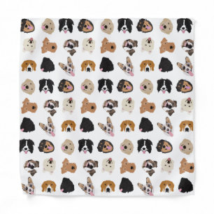 Cute Dog Face Illustration Pattern Bandana