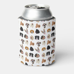 Cute Dog Face Illustration Pattern Can Cooler