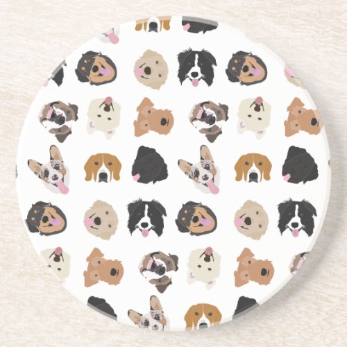 Cute Dog Face Illustration Pattern Coaster