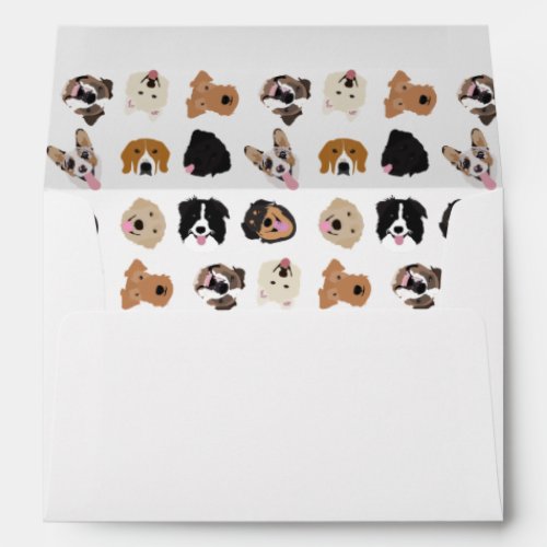 Cute Dog Face Illustration Pattern Envelope