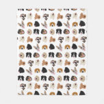 Cute Dog Face Illustration Pattern Fleece Blanket