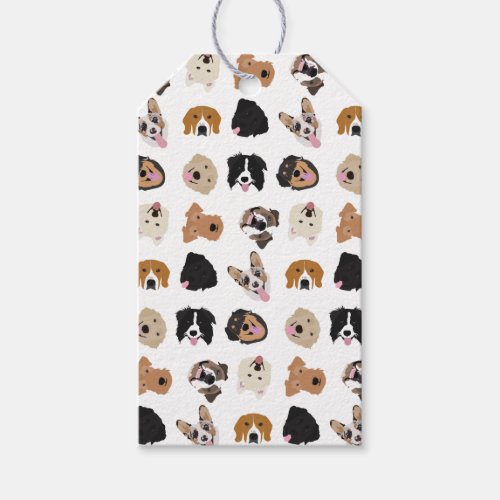 Cute Dog Face Illustration Pattern Gift Tags