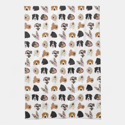 Cute Dog Face Illustration Pattern Kitchen Towel