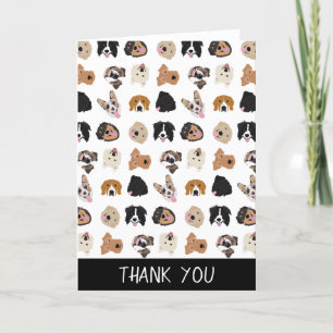 Cute Dog Face Illustration Pattern Letterpress Thank You Card