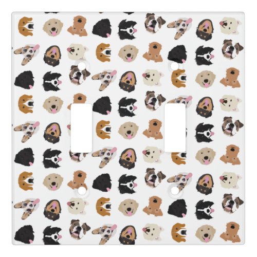 Cute Dog Face Illustration Pattern Light Switch Cover