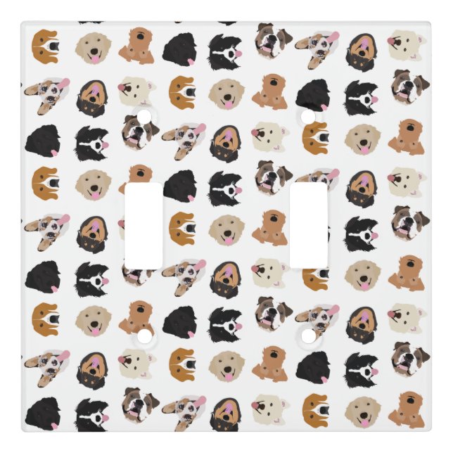 Cute Dog Face Illustration Pattern Light Switch Cover (Front)