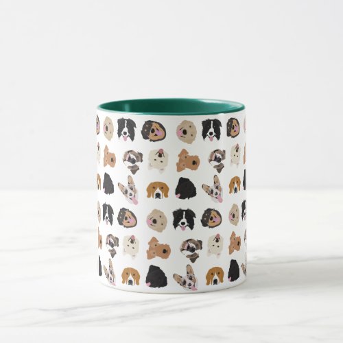 Cute Dog Face Illustration Pattern Mug