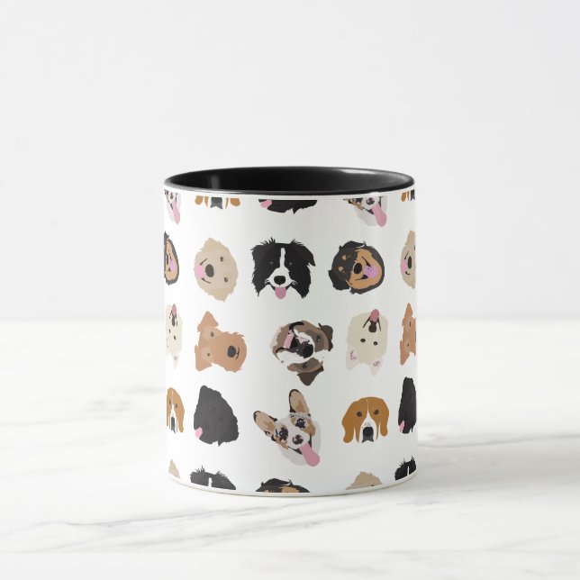 Cute Dog Face Illustration Pattern Mug (Center)