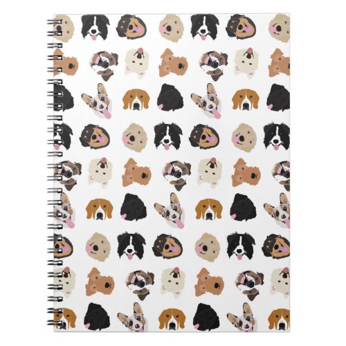 Cute Dog Face Illustration Pattern Notebook