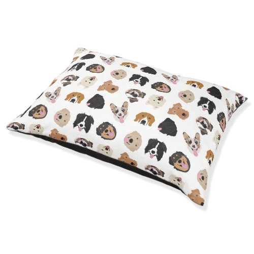 Cute Dog Face Illustration Pattern Pet Bed