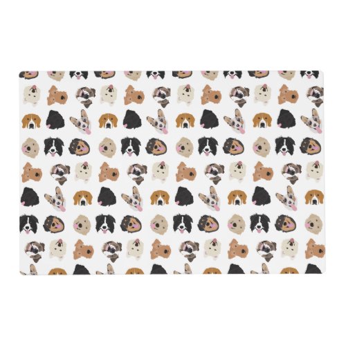 Cute Dog Face Illustration Pattern Placemat