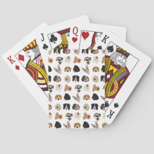 Cute Dog Face Illustration Pattern Poker Cards
