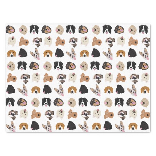 Cute Dog Face Illustration Pattern Tissue Paper