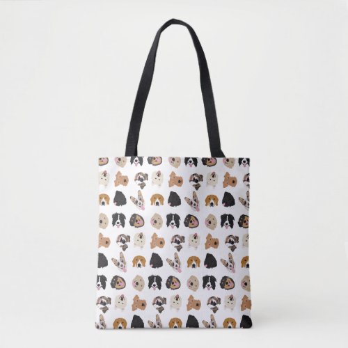 Cute Dog Face Illustration Pattern Tote Bag
