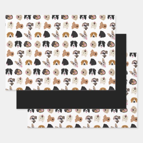 Cute Dog Face Illustration Pattern Wrapping Paper Sheets