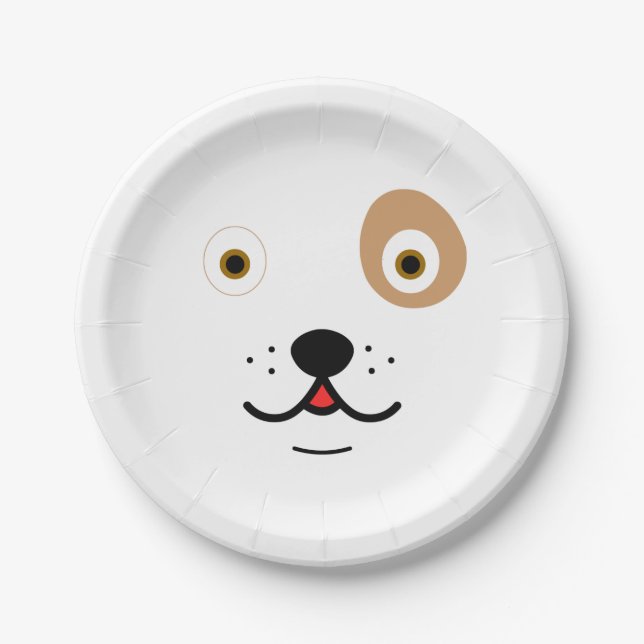 Cute dog face paper plates (Front)