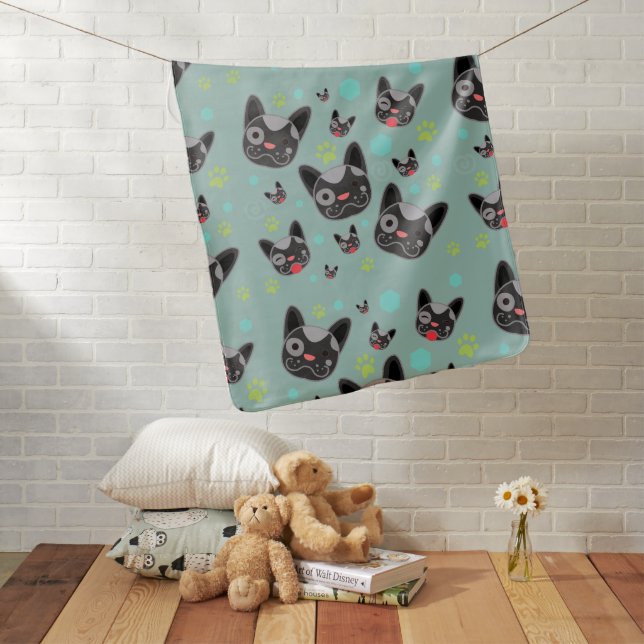 Cute Dog Face Pattern - Baby Blanket (In Situ)
