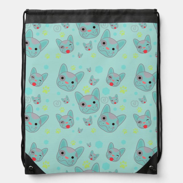 Cute Dog Face Pattern - Drawstring Backpack (Front)