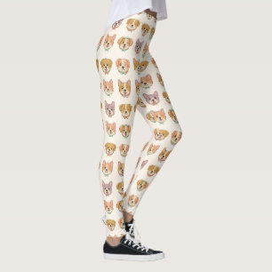 Cute Dog Faces Fun Pet Lover Pattern Leggings