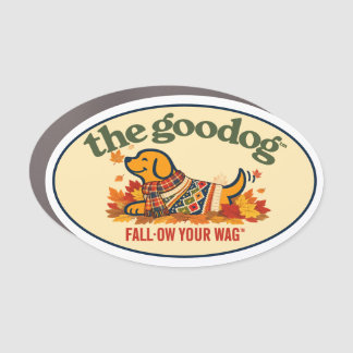 Cute Dog Fall Pup in Pile Of Leaves Car Magnet