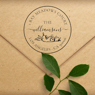 Cute Dog Family Elegant Custom Return Address Rubber Stamp