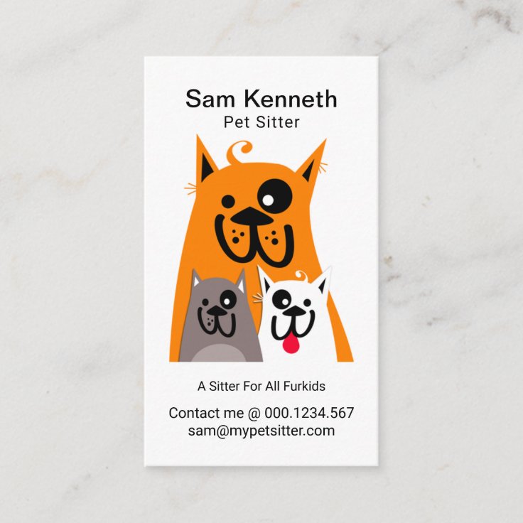 Cute Dog Family Pet Sitter Business Card | Zazzle