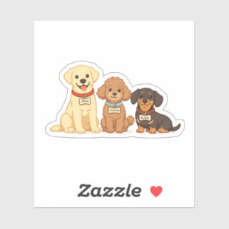 Cute Dog Family Vector Illustration Sticker