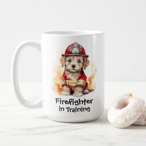 Cute Dog Fireman Suit Firefighter in Training  Coffee Mug