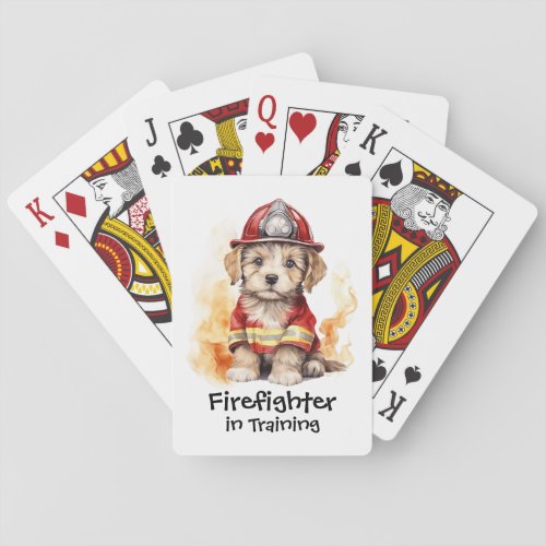 Cute Dog Fireman Suit Firefighter in Training  Playing Cards