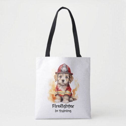 Cute Dog Fireman Suit Firefighter in Training  Tote Bag