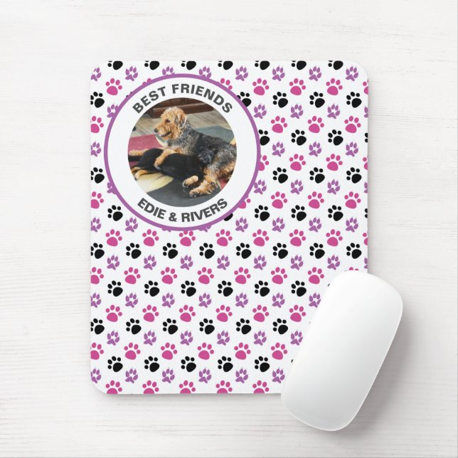 Cute Dog Foot Prints Mousepad (With Mouse)