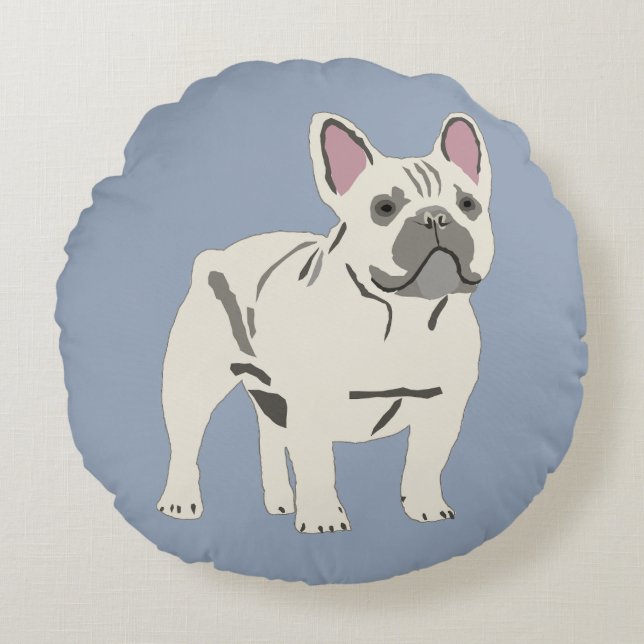 Cute dog, French bulldog Round Pillow (Front)