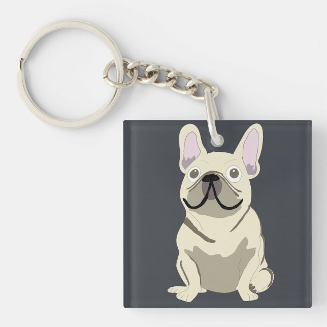 Cute dog, frenchie keychain (Front)