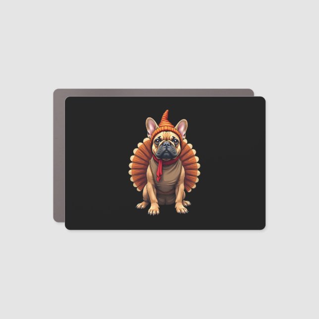 Cute Dog Frenchie Thanksgiving Kids Teen Girl Boy  Car Magnet (Front)