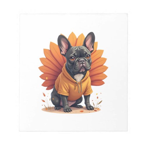 Cute Dog Frenchie Thanksgiving Kids Teen Girl Boy  Notepad
