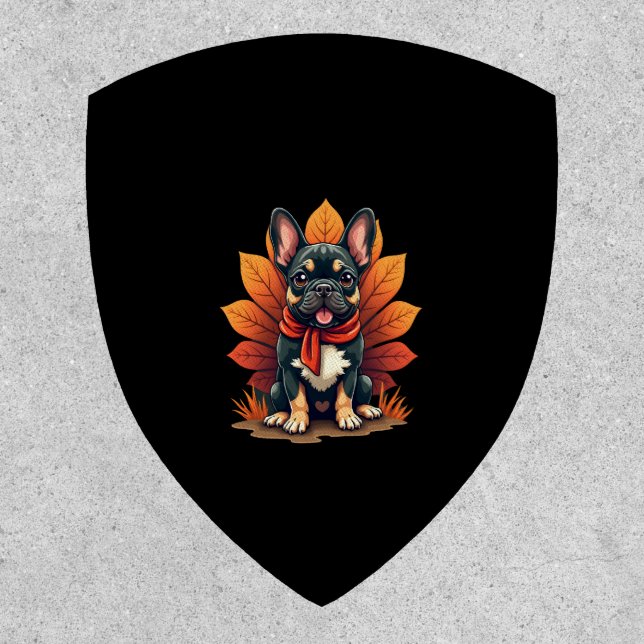 Cute Dog Frenchie Thanksgiving Kids Teen Girl Boy  Patch (Front)