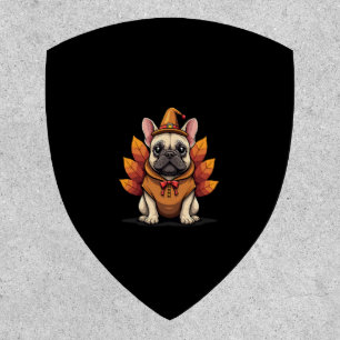 Cute Dog Frenchie Thanksgiving Kids Teen Girl Boy  Patch