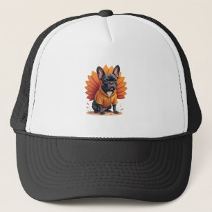 Cute Dog Frenchie Thanksgiving Kids Teen Girl Boy Trucker Hat