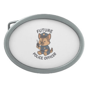 Cute Dog Future Police Officer Theme Belt Buckle