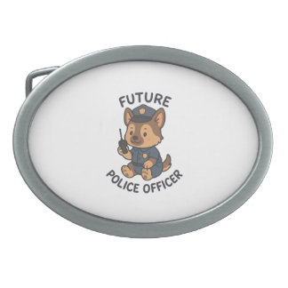 Cute Dog Future Police Officer Theme Belt Buckle