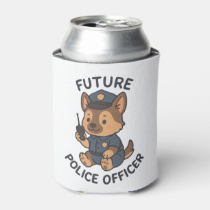 Cute Dog Future Police Officer Theme Can Cooler