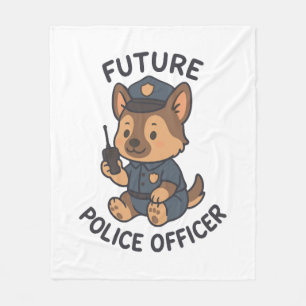 Cute Dog Future Police Officer Theme Fleece Blanket