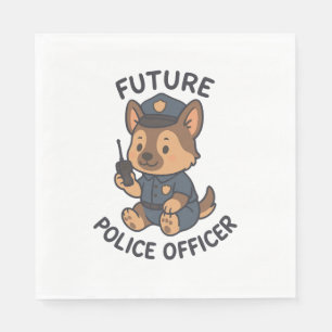 Cute Dog Future Police Officer Theme Napkins
