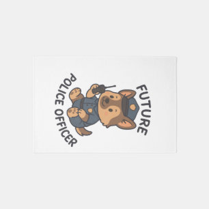 Cute Dog Future Police Officer Theme Rug