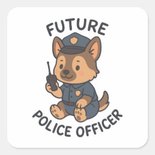 Cute Dog Future Police Officer Theme Square Sticker