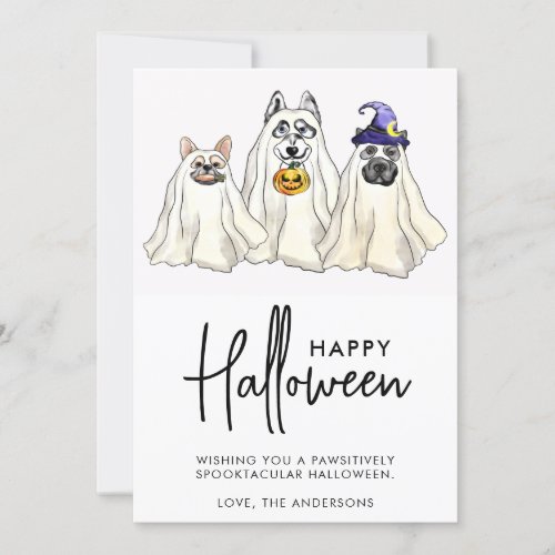 Cute Dog Ghosts Funny Animals Pets Happy Halloween Holiday Card