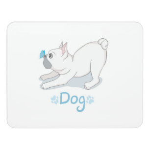 Cute Dog Gift Funny Dog With Butterfly Door Sign