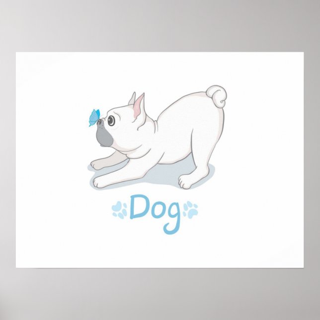Cute Dog Gift | Funny Dog With Butterfly Poster (Front)