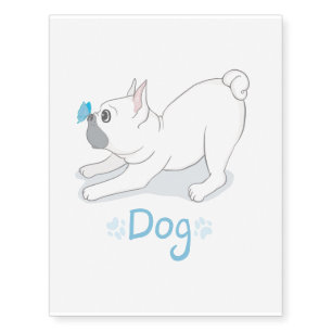 Cute Dog Gift Funny Dog With Butterfly Temporary Tattoos