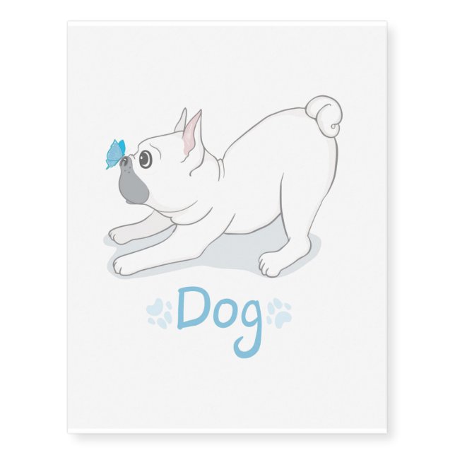 Cute Dog Gift | Funny Dog With Butterfly Temporary Tattoos (Front)